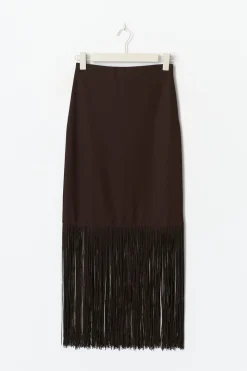 Fringe skirt - Braun - Dame - Gina Tricot