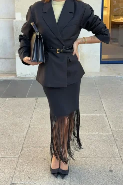 Fringe skirt - Schwarz - Dame - Gina Tricot