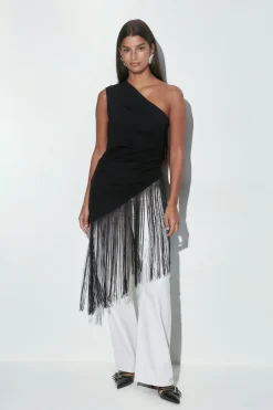 Fringe top - Schwarz - Dame - Gina Tricot