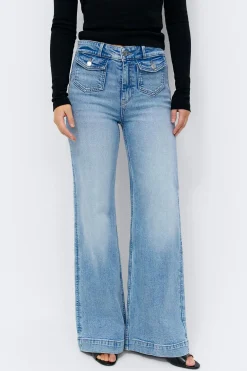 Front pocket flare jeans - Blau - Dame - Gina Tricot