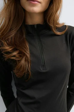 Half zip yoga top - Schwarz - Dame - Gina Tricot