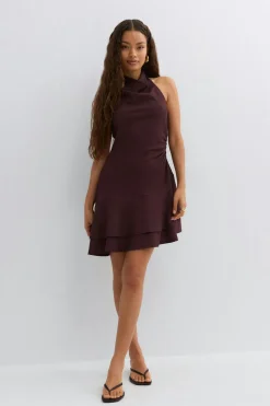 Halterneck mini dress - Lila - Dame - Gina Tricot
