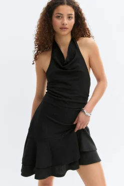 Halterneck mini dress - Schwarz - Dame - Gina Tricot