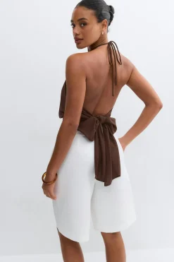 Halterneck tie top - Braun - Dame - Gina Tricot