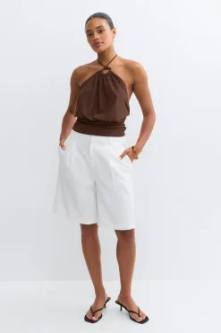 Halterneck tie top - Braun - Dame - Gina Tricot
