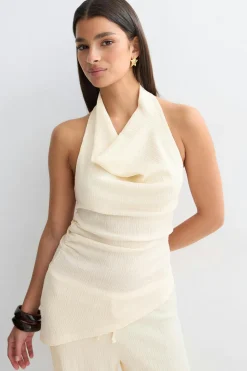 Halterneck top - Beige - Dame - Gina Tricot