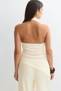 Halterneck top - Beige - Dame - Gina Tricot