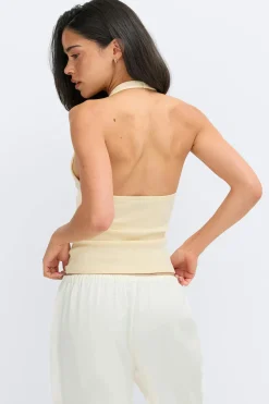 Halterneck top - Gelb - Dame - Gina Tricot