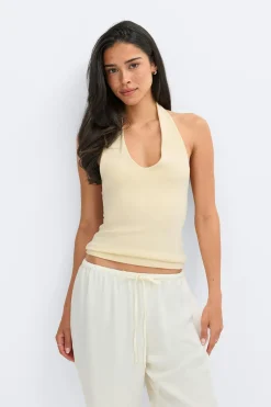 Halterneck top - Gelb - Dame - Gina Tricot