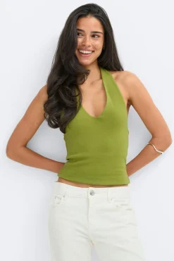 Halterneck top - Grün - Dame - Gina Tricot