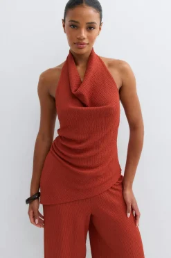 Halterneck top - Rot - Dame - Gina Tricot