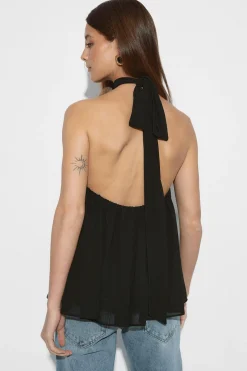 Halterneck top - Schwarz - Dame - Gina Tricot