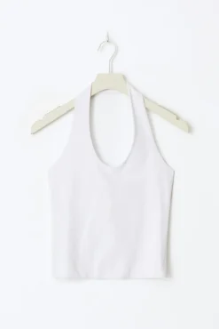 Halterneck top - Weiß - Dame - Gina Tricot