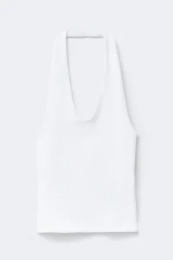 Halterneck top - Weiß - Dame - Gina Tricot