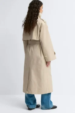 High neck cotton trench coat - Beige - Dame - Gina Tricot