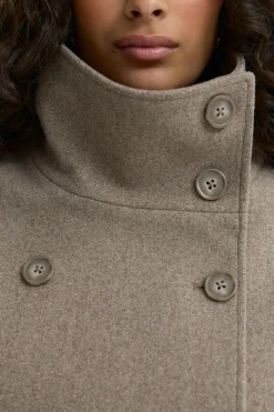 High neck short felt jacket - Beige - Dame - Gina Tricot