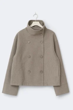 High neck short felt jacket - Beige - Dame - Gina Tricot