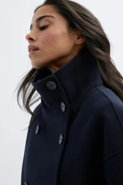 High neck short felt jacket - Blau - Dame - Gina Tricot