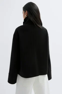 High neck short felt jacket - Schwarz - Dame - Gina Tricot