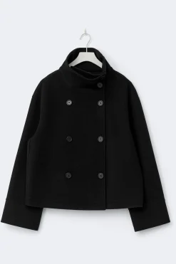 High neck short felt jacket - Schwarz - Dame - Gina Tricot