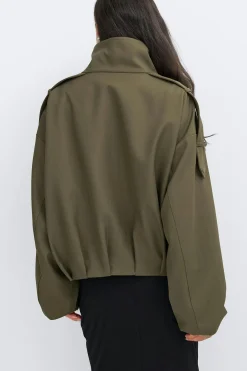 High neck short jacket - Grün - Dame - Gina Tricot