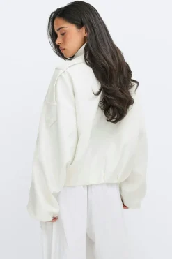High neck short jacket - Weiß - Dame - Gina Tricot