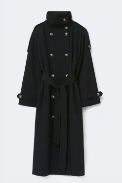 High neck trench coat - Schwarz - Dame - Gina Tricot