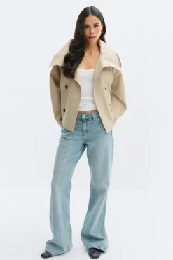 High neck trench jacket - Beige - Dame - Gina Tricot