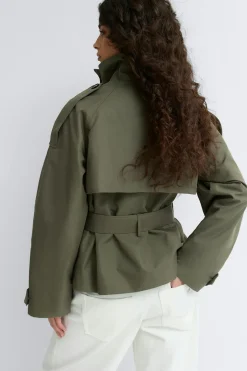High neck trench jacket - Grün - Dame - Gina Tricot