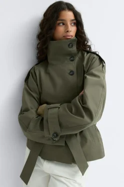 High neck trench jacket - Grün - Dame - Gina Tricot