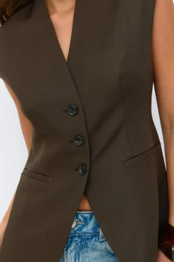 High neck vest - Braun - Dame - Gina Tricot