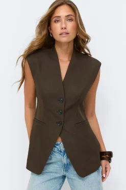 High neck vest - Braun - Dame - Gina Tricot