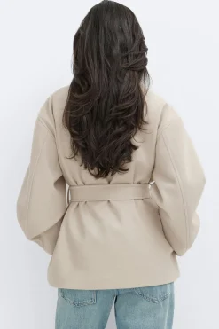 High neck wool blend jacket - Beige - Dame - Gina Tricot