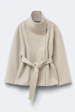 High neck wool blend jacket - Beige - Dame - Gina Tricot