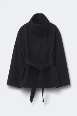 High neck wool blend jacket - Schwarz - Dame - Gina Tricot