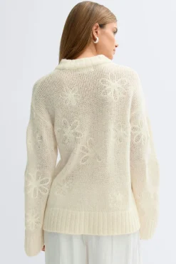 Jacquard knitted sweater - Weiß - Dame - Gina Tricot