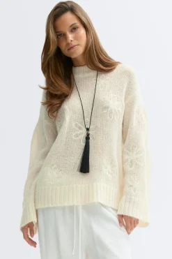Jacquard knitted sweater - Weiß - Dame - Gina Tricot