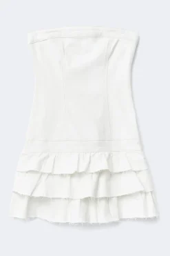 14+ jeanqueen frill dress - Weiß - Gina Tricot