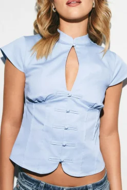 Keyhole top - Blau - Dame - Gina Tricot