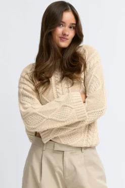 Knitted cable sweater - Beige - Dame - Gina Tricot