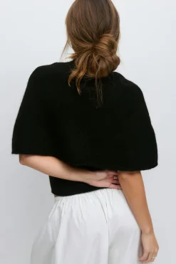 Knitted cape cardigan - Schwarz - Dame - Gina Tricot