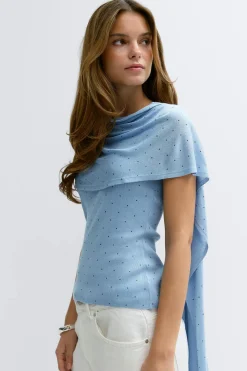 Knitted cape top - Blau - Dame - Gina Tricot