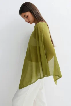 Knitted cape top - Grün - Dame - Gina Tricot