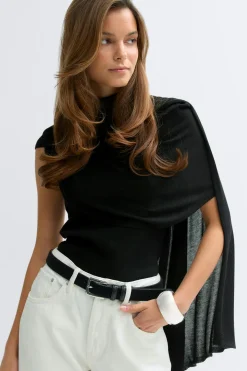 Knitted cape top - Schwarz - Dame - Gina Tricot