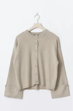 Knitted cardigan - Beige - Dame - Gina Tricot