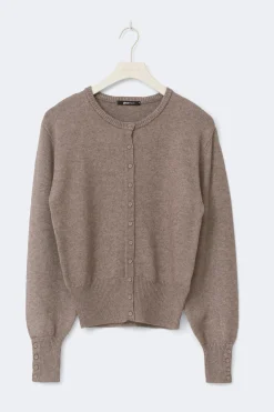 Knitted cardigan - Beige - Dame - Gina Tricot