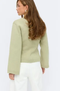 Knitted cotton cardigan - Grün - Dame - Gina Tricot