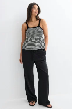 Knitted cotton singlet - Schwarz - Dame - Gina Tricot