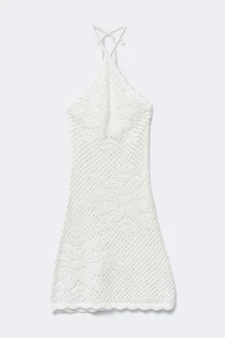 Knitted crochet dress - Weiß - Dame - Gina Tricot