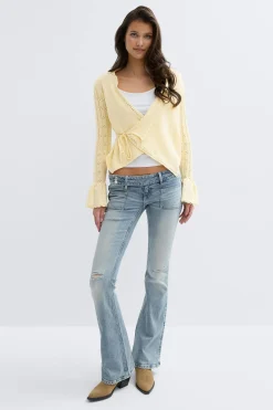 14+ knitted frill cardigan - Gelb - Gina Tricot